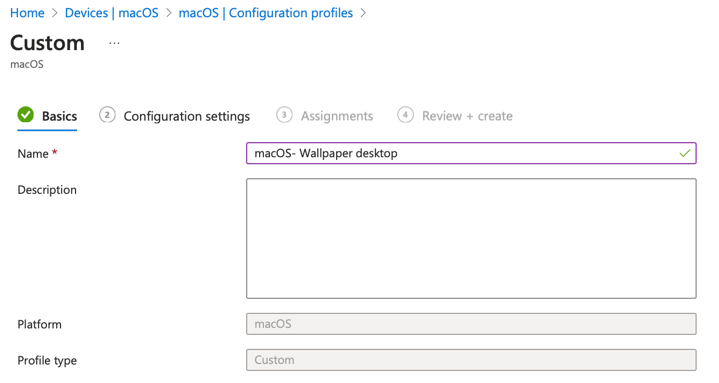 Create configuration profile in Intune